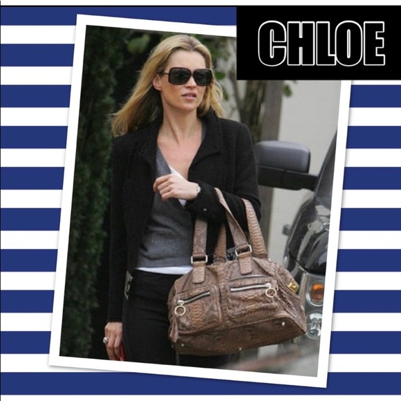 Authentic Vintage CHLOE Large Cream Python Square Betty Bag see certifi… - Picture 7 of 10